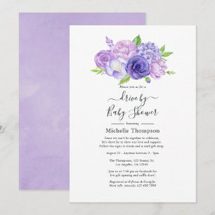 Violet Watercolor Floral Drive By Shower Invitation