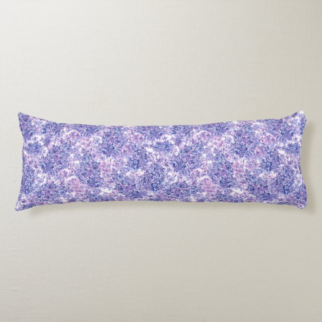 Violet watercolor lilac flowers body cushion (Front)