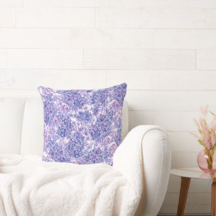 Violet watercolor lilac flowers cushion