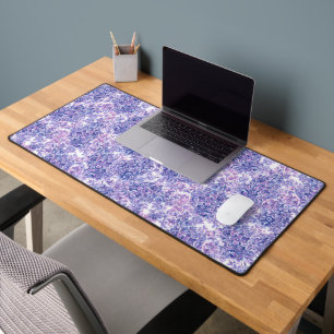 Violet watercolor lilac flowers desk mat