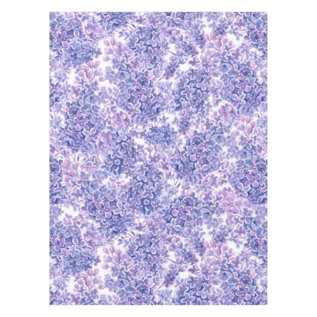 Violet watercolor lilac flowers tablecloth (Front)
