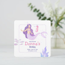 Violet Watercolor Mermaid Birthday party Birthday