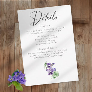 Violet Watercolor Minimalist Elegant Wedding Enclosure Card