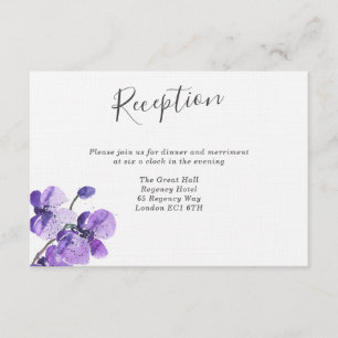 Violet Watercolor Orchids Wedding Reception Invitation