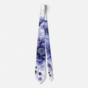 Violet Watercolor Peony Wedding Groom Tie