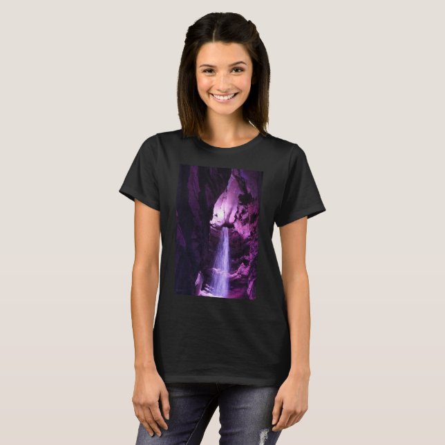 Violet Waterfall women black T-shirt (Front Full)