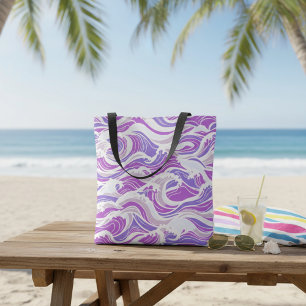 Violet Wave Pattern Tote Bag