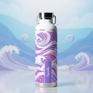 Violet Wave Pattern Water Bottle