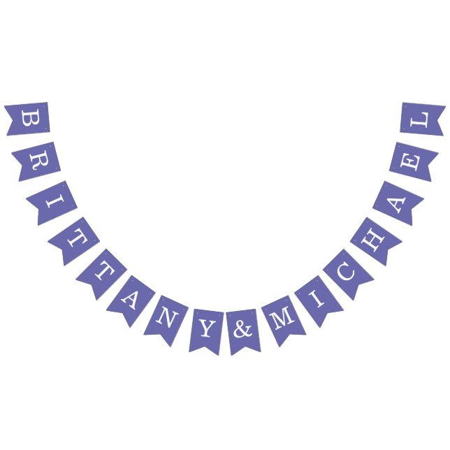 Violet Wedding Bride and Groom Names Simple Purple Bunting (All)