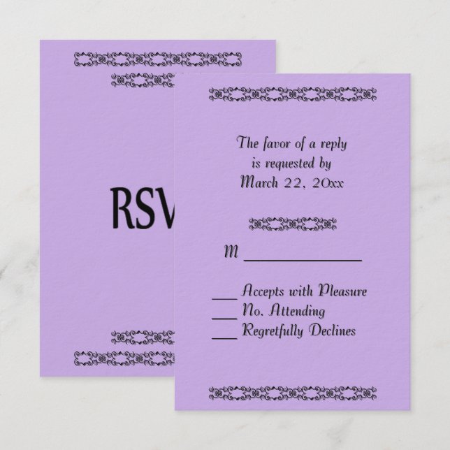 Violet Wedding RSVP Card (Front/Back)