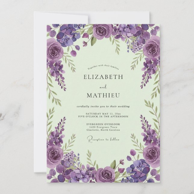 Violet Whimsical Spring Wedding Invitation (Front)