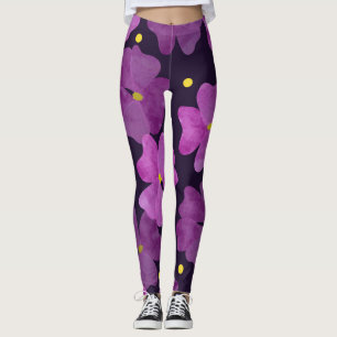 Violet Whispers: Floral Watercolor Elegance Leggings