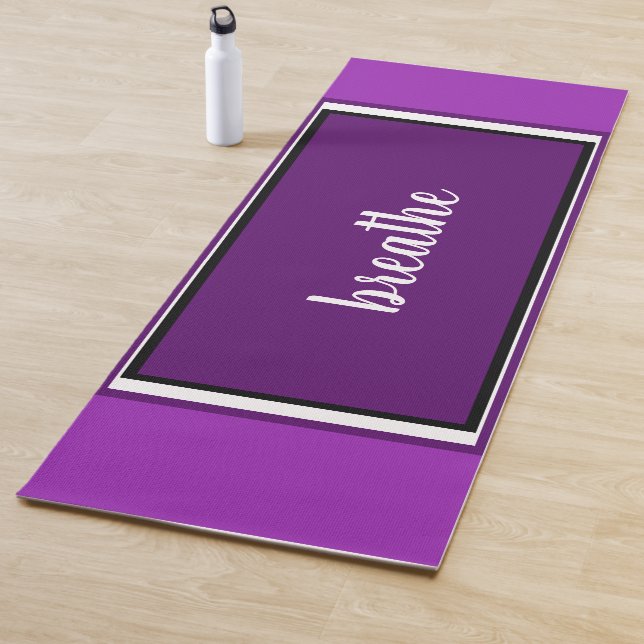 Violet White Breathe Calm Your Mind Yoga Mat (In Situ)