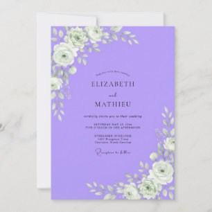 Violet White Foliage Eucalyptus Wedding Invitation