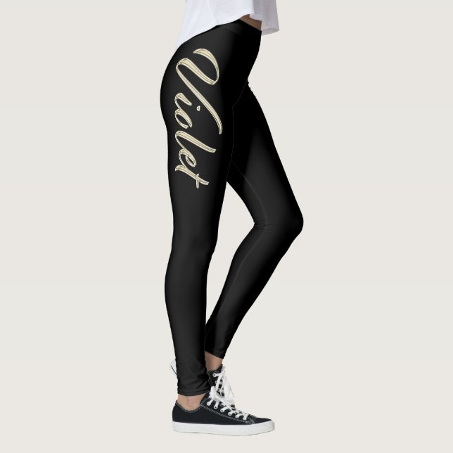 Violet white gold Handwriting Hose Leggings (Right)