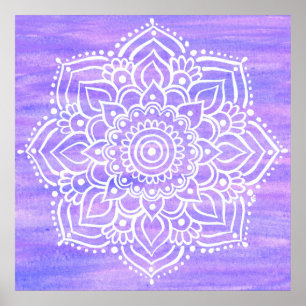 Violet White Mandala Watercolor Poster