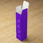 Violet White Monogram Wedding Wine Box<br><div class="desc">Bright violet and white wedding favour boxes for your reception guests.  Personalise  Bride and Grooms Monogrammed Initials and Wedding Date in white text.  Design by TamiraZDesigns.</div>