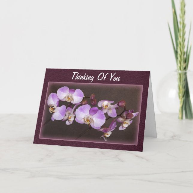 Violet White Orchid Photo Thinking Of You Template (Front)