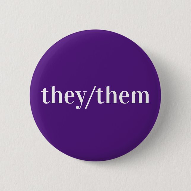 Violet White Pronoun Button They/Them (Front)