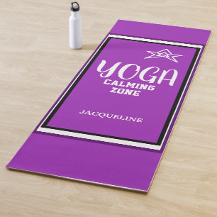 Violet White Star Name Yoga Mat