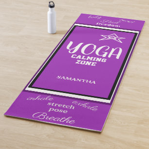 Violet White Star Name Yoga Mat