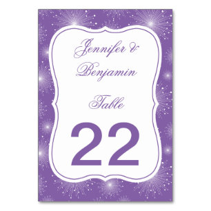 Violet White Sunbursts Starburst Table Cards