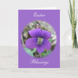 Violet Wildflower Easter Blessings Holiday Card