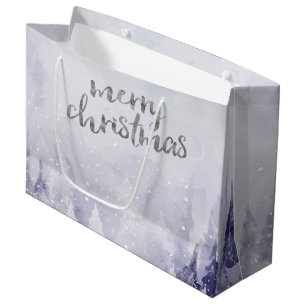 Violet Winter Landscape Snow Large Gift Bag