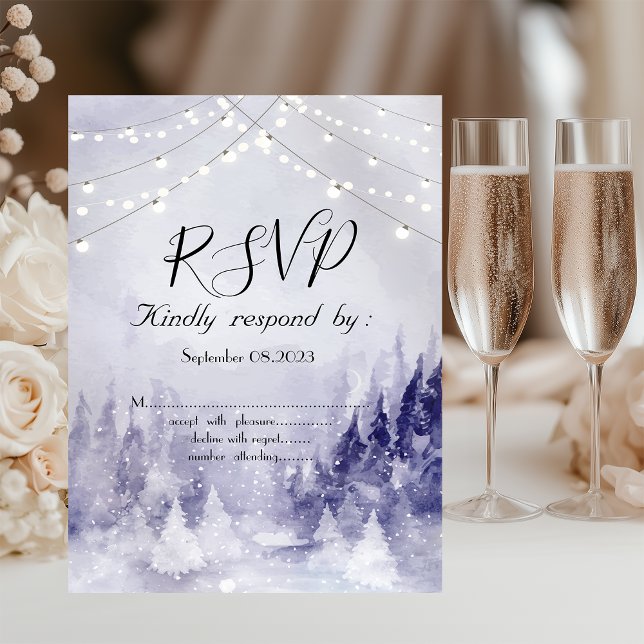 Violet Winter Landscape Snow RSVP Invitation (Creator Uploaded)