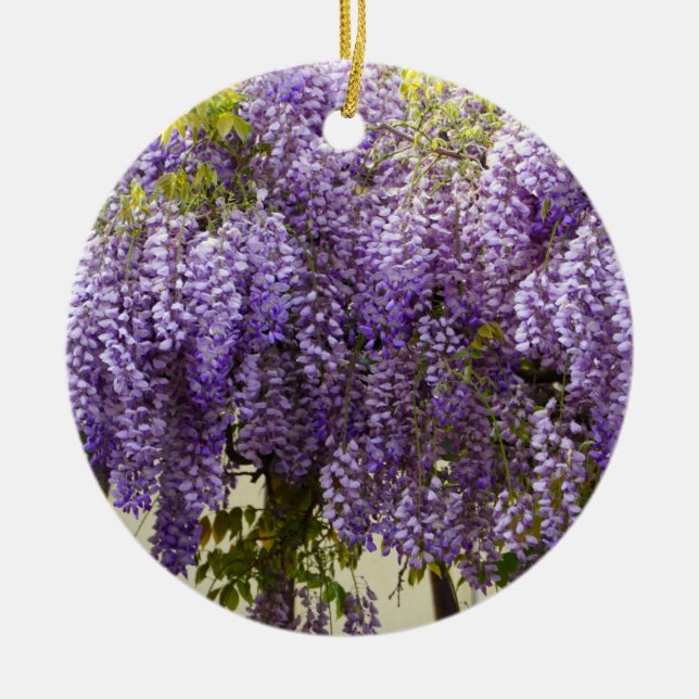 Violet Wisteria Flowers Ceramic Tree Decoration (Front)