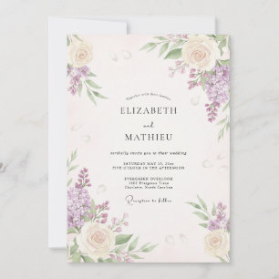 Violet Wisteria Watercolor Wedding Invitation