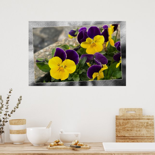 Violet yellow pansies poster (Kitchen)