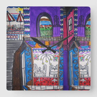 Violetas Cafe Square Wall Clock