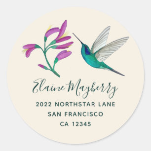 Violetear Hummingbird and Flower Classic Round Sticker