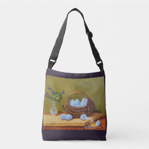 Violets and Basket of Eggs Crossbody Bag