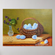 Violets and Basket of Eggs