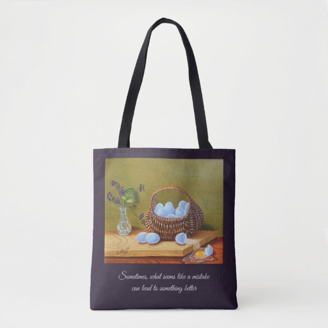 Violets and Basket of Eggs Tote Bag (Front)