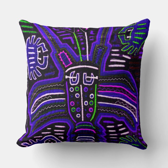 Violets and blues Mola pillow (Front)