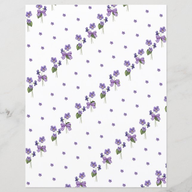 Violets and Bows Scrapbook Paper (Front)