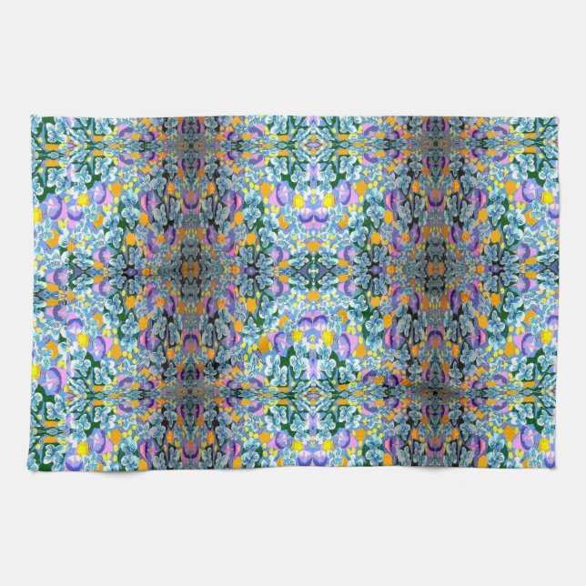 Violets And Lamps Tea Towel (Horizontal)