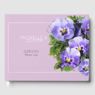 Violets and lavender guest book