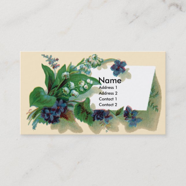 Violets and Lily of the Valley Victorian Business Card (Front)