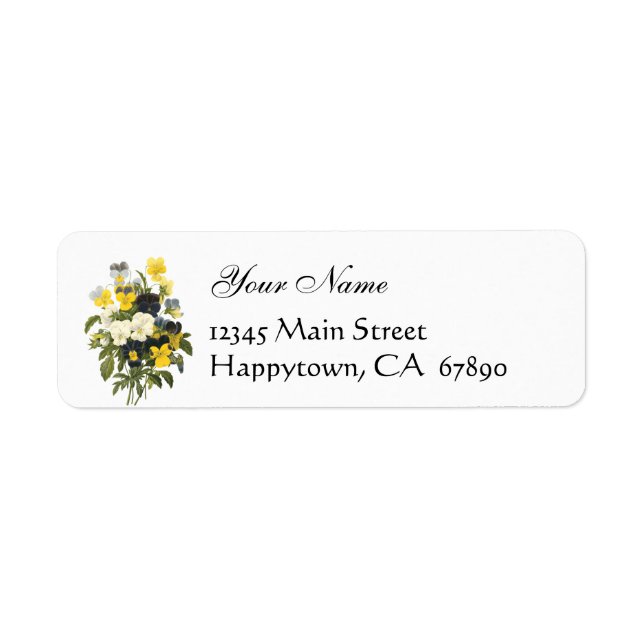 Violets and Pansy Flowers Return Address Labels (Front)