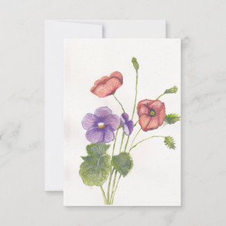Violets and Poppies Thank You Card
