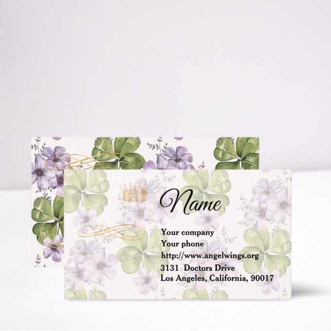 Violets and Shamrocks Business Card (Creator Uploaded)