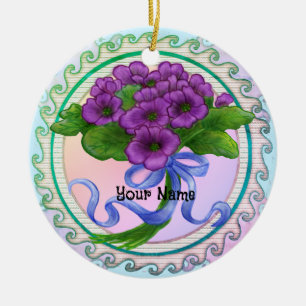 Violets Bouquet Ceramic Tree Decoration