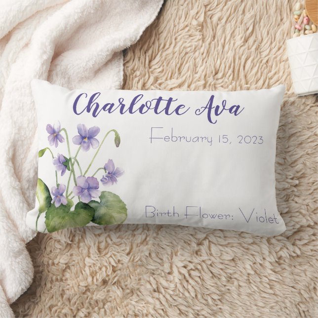 Violets February Birth Month Flower Lumbar Cushion (Blanket)