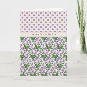 Violets, February Birthday Card Sister-in-law