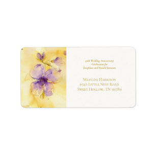 Violets Gold 50th Wedding Anniversary Label