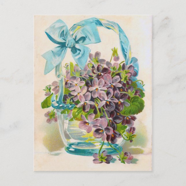 Violets in a Glass Basket Postcard (Front)